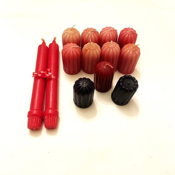 Assorted Wax Candles 11 Votive 2 Taper Candles Lot of 13 Candles - Picture 1 of 5